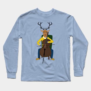 Deer playing cello Long Sleeve T-Shirt